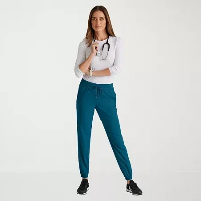 Grey's Anatomy By Barco Spandex Stretch Direct Grsp632 Dash 5-pocket Mid-rise Jogger Womens Plus Tall Stretch Fabric Moistur In Blue