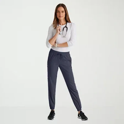 Grey's Anatomy By Barco Spandex Stretch Direct Grsp632 Dash 5-pocket Mid-rise Jogger Womens Plus Tall Stretch Fabric Moistur In Gray