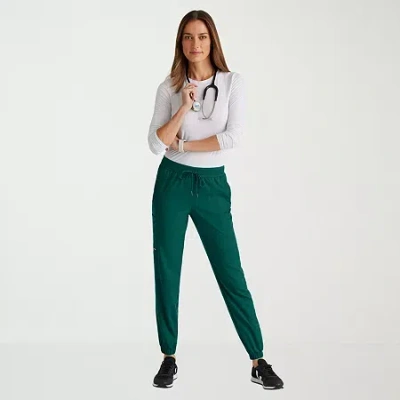 Grey's Anatomy By Barco Spandex Stretch Direct Grsp632 Dash 5-pocket Mid-rise Jogger Womens Plus Tall Stretch Fabric Moistur In Green