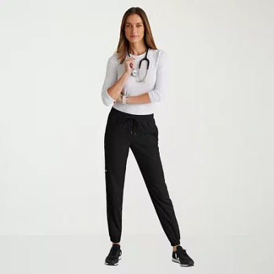 Grey's Anatomy By Barco Spandex Stretch Direct Grsp632 Dash 5-pocket Mid-rise Jogger Womens Stretch Fabric Moisture Wicking  In Black