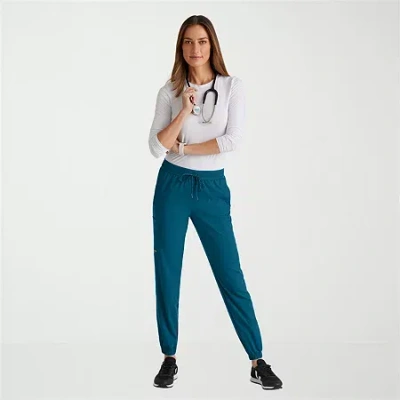 Grey's Anatomy By Barco Spandex Stretch Direct Grsp632 Dash 5-pocket Mid-rise Jogger Womens Stretch Fabric Moisture Wicking  In Blue