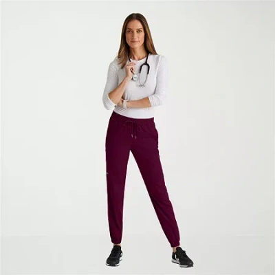 Grey's Anatomy By Barco Spandex Stretch Direct Grsp632 Dash 5-pocket Mid-rise Jogger Womens Stretch Fabric Moisture Wicking  In Red