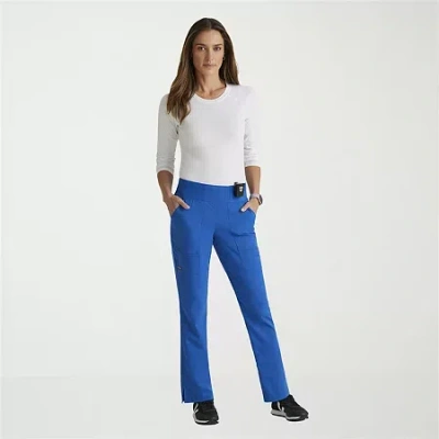 Grey's Anatomy By Barco Spandex Stretch Direct Grsp633 Relay 5-pocket Mid-rise Straight Leg Womens Petite Stretch Fabric Moi In Blue