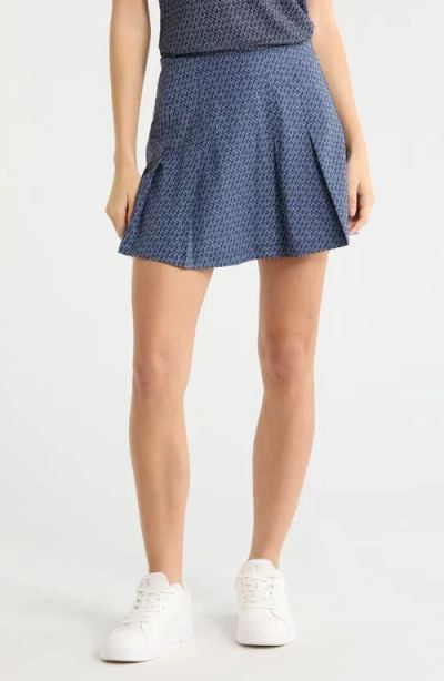 Greyson Ashe Print Pleated Performance Skirt In Blue