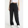 Greyson Ashe Toggle Drawcord Cargo Pants In Black