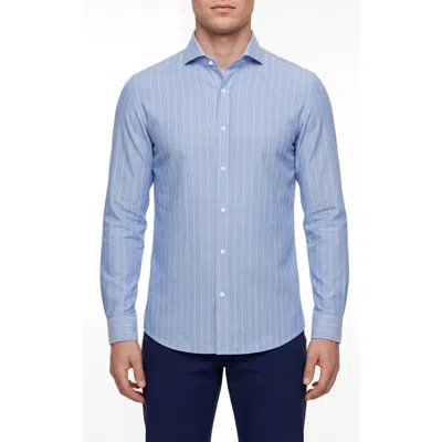 Greyson Birmingham Performance Stripe Knit Shirt In Hawk Blue