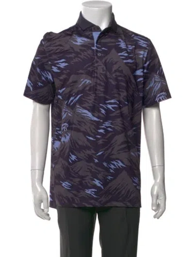 Pre-owned Greyson Camouflage Print Collar Polo Shirt In Gray