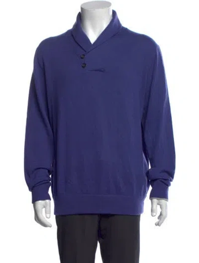 Pre-owned Greyson Cashmere Collar Pullover W/ Tags In Blue