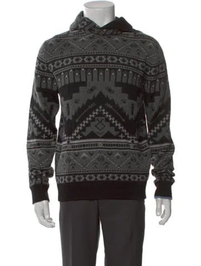 Pre-owned Greyson Cashmere Graphic Print Hoodie In Black