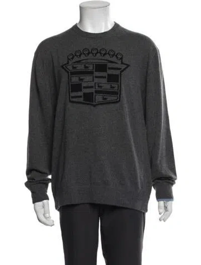 Pre-owned Greyson Cashmere Graphic Print Pullover In Blue