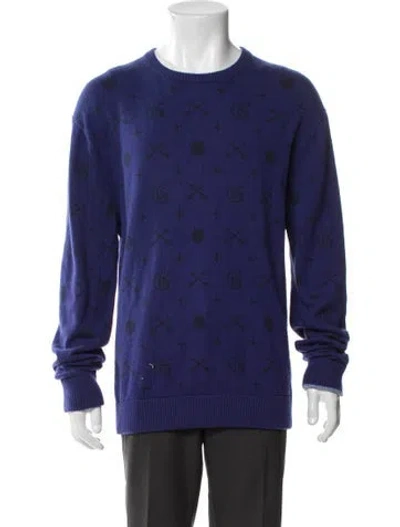 Pre-owned Greyson Cashmere Graphic Print Pullover In Blue