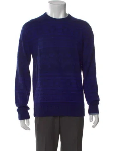 Pre-owned Greyson Cashmere Printed Pullover In Blue