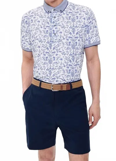 Greyson Clothiers Coral Curiosities Polo In Arctic In Multi