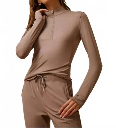 Greyson Clothiers Halley Ii Quarter Zip Mid Layer Top In Clay In Brown