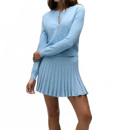 Greyson Clothiers Pointelle Crewneck Cardigan In Wolf Blue
