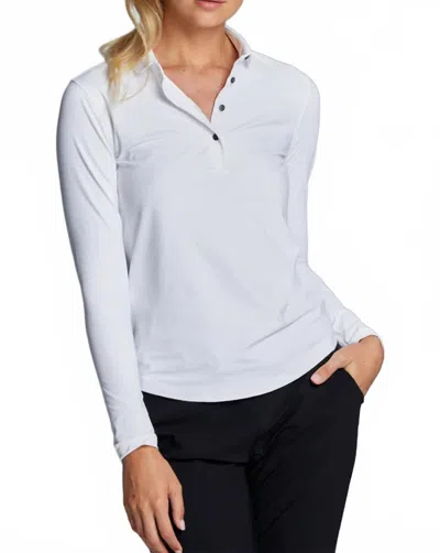 Greyson Clothiers Scarlett Long Sleeve Polo In White In Multi
