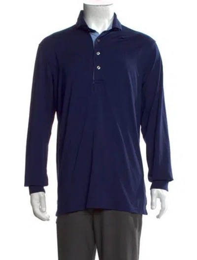 Pre-owned Greyson Collar Long Sleeve Polo Shirt In Blue