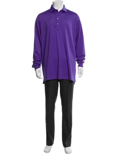 Pre-owned Greyson Collar Long Sleeve Polo Shirt W/ Tags In Purple