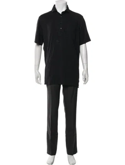 Pre-owned Greyson Collar Short Sleeve Polo Shirt In Black