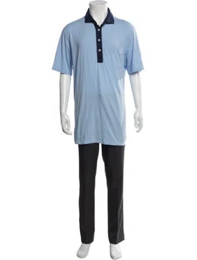 Pre-owned Greyson Collar Short Sleeve Polo Shirt In Blue