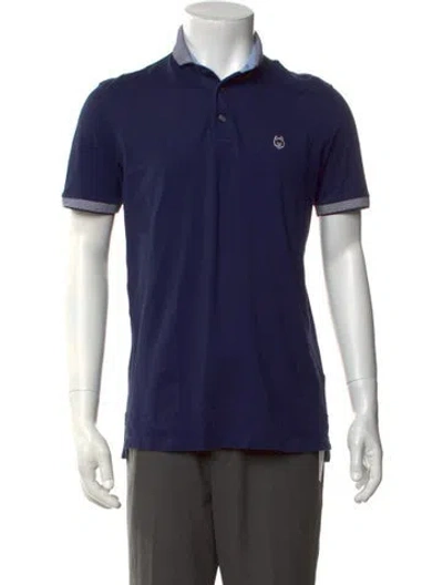 Pre-owned Greyson Colorblock Pattern Collar Polo Shirt In Blue