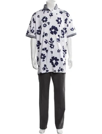 Pre-owned Greyson Floral Print Collar Polo Shirt In Multi