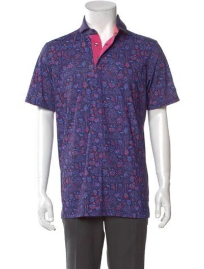 Pre-owned Greyson Floral Print Short Sleeve Shirt In Purple