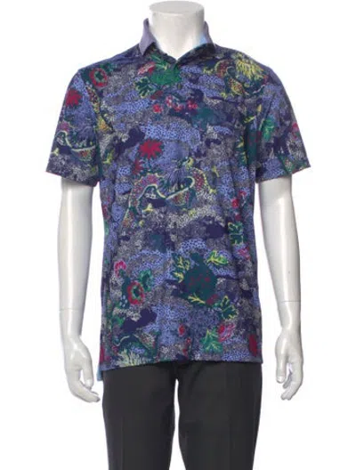 Pre-owned Greyson Floral Print Short Sleeve Shirt In White