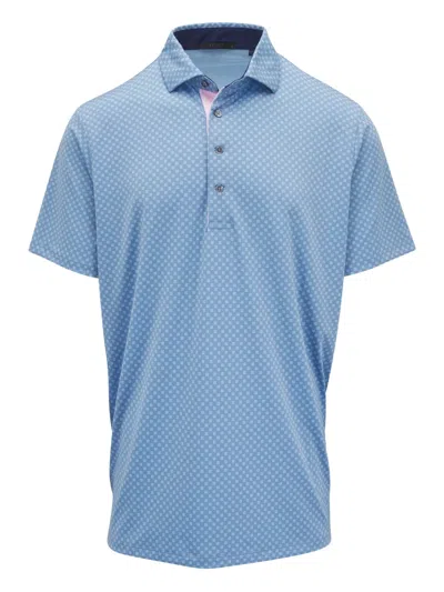 Greyson Geometric-print Polo Shirt In Blue