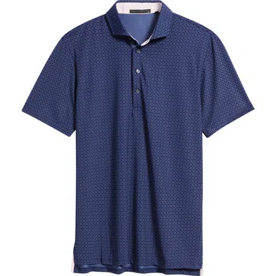 Greyson Ghost Thistle Geo Print Performance Golf Polo In Blue