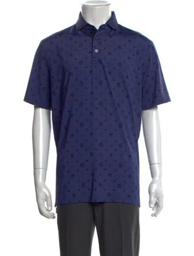 Pre-owned Greyson Graphic Print Collar Polo Shirt In Blue