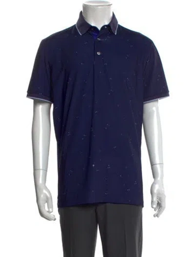 Pre-owned Greyson Graphic Print Collar Polo Shirt In Blue