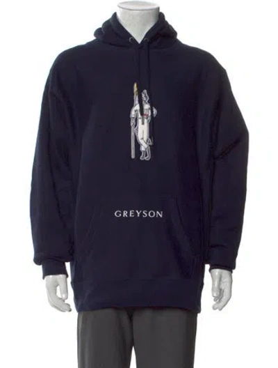 Pre-owned Greyson Graphic Print Crew Neck Hoodie In Black