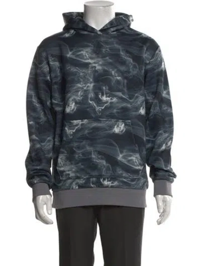 Pre-owned Greyson Graphic Print Crew Neck Hoodie In Black
