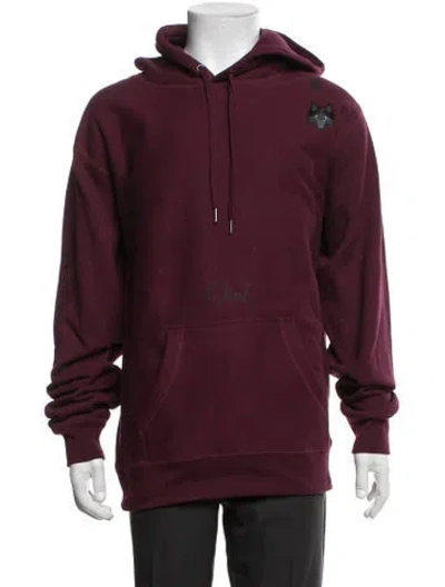 Pre-owned Greyson Graphic Print Crew Neck Hoodie In Burgundy