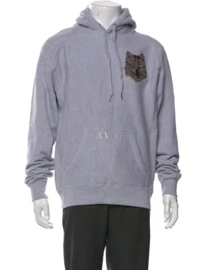 Pre-owned Greyson Graphic Print Crew Neck Hoodie In Gray