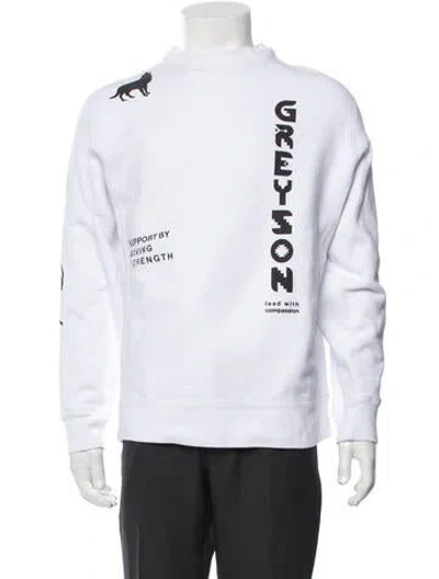 Pre-owned Greyson Graphic Print Crew Neck Sweatshirt In White