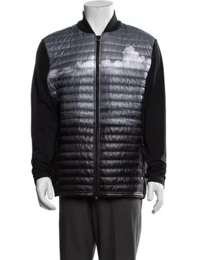 Pre-owned Greyson Graphic Print Puffer Coat In Black