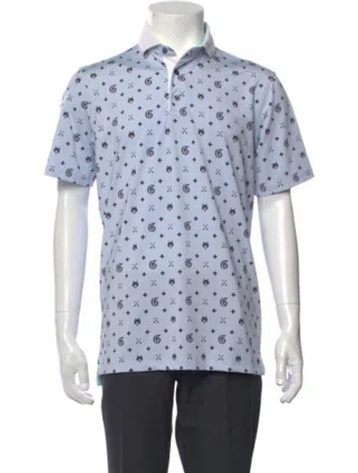 Pre-owned Greyson Graphic Print Short Sleeve Shirt In Blue