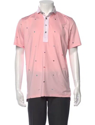 Pre-owned Greyson Graphic Print Short Sleeve Shirt In Pink