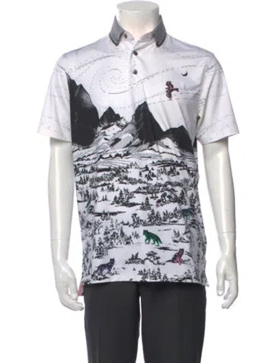 Pre-owned Greyson Graphic Print Short Sleeve Shirt In White