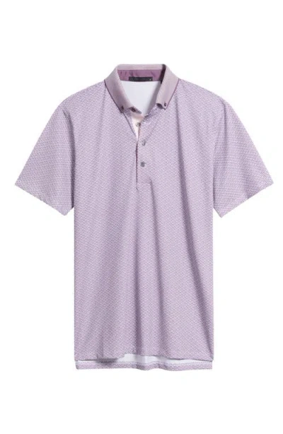 Greyson Guardian Geo Print Performance Button-down Golf Polo In Purple