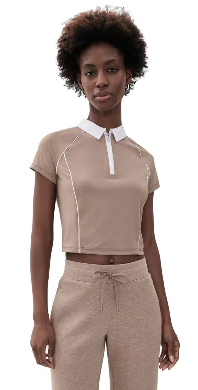 Greyson Halley Quarter Zip Polo Clay In Brown