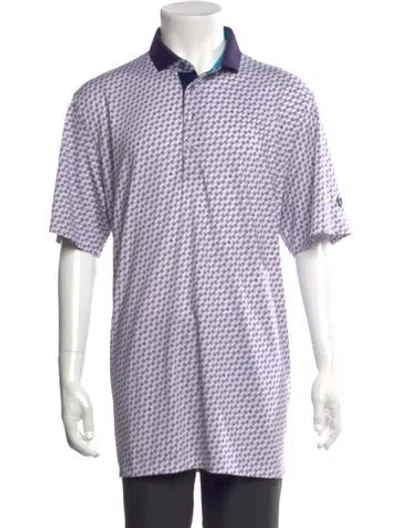 Pre-owned Greyson Houndstooth Print Collar Polo Shirt In Blue