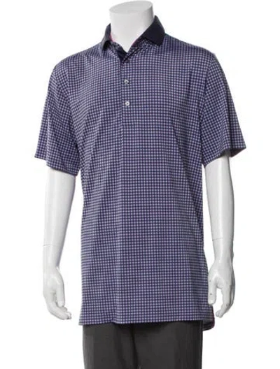 Pre-owned Greyson Houndstooth Print Collar Polo Shirt In Purple