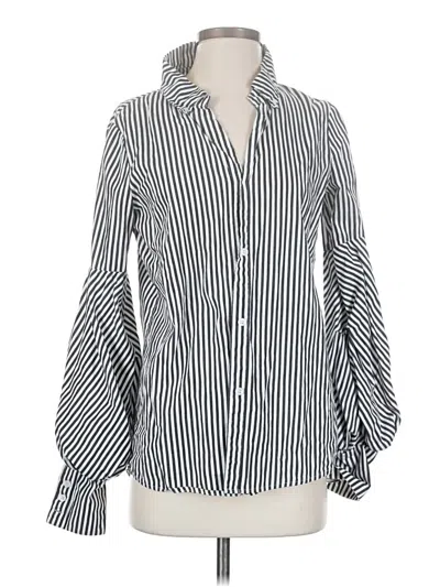 Pre-owned Greyson Long Sleeve Blouse In Silver