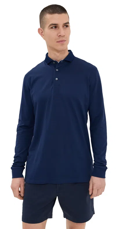 Greyson Long Sleeve Polo Maltese Blue