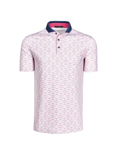Greyson Men's Wolf Labryinth Printed Polo Shirt In Pink