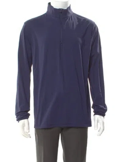 Pre-owned Greyson Mock Neck Long Sleeve Henley In Blue