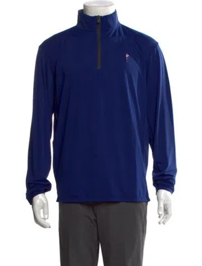 Pre-owned Greyson Mock Neck Long Sleeve Henley In Blue